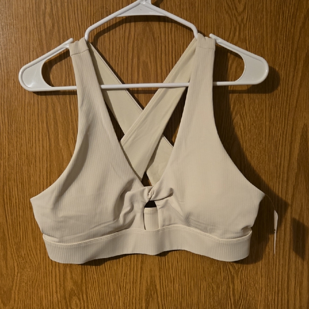 Fabletics Cream Sports Bra